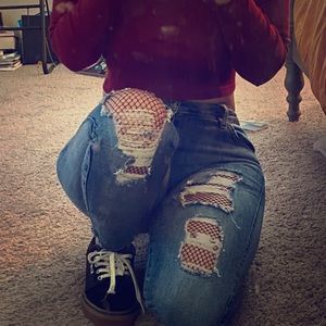 Guess jeans with fishnets